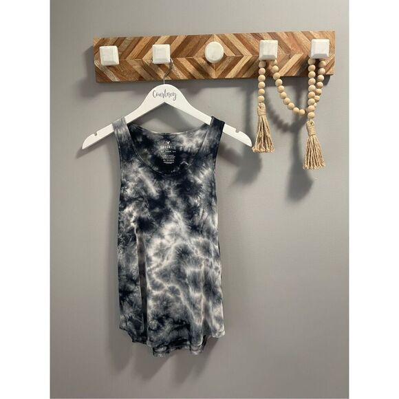 NWOT American Eagle black & white tie dye tank XS - Picture 3 of 7